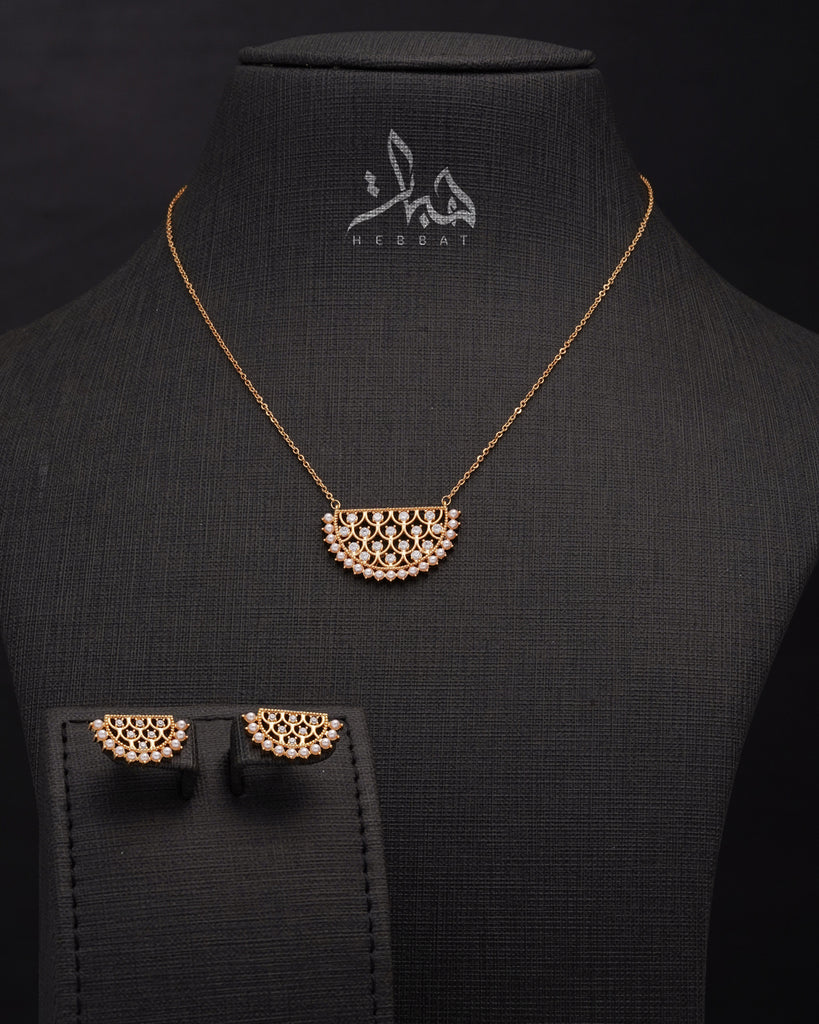 طقم بريشا ذهبي ذهبي أبيض 