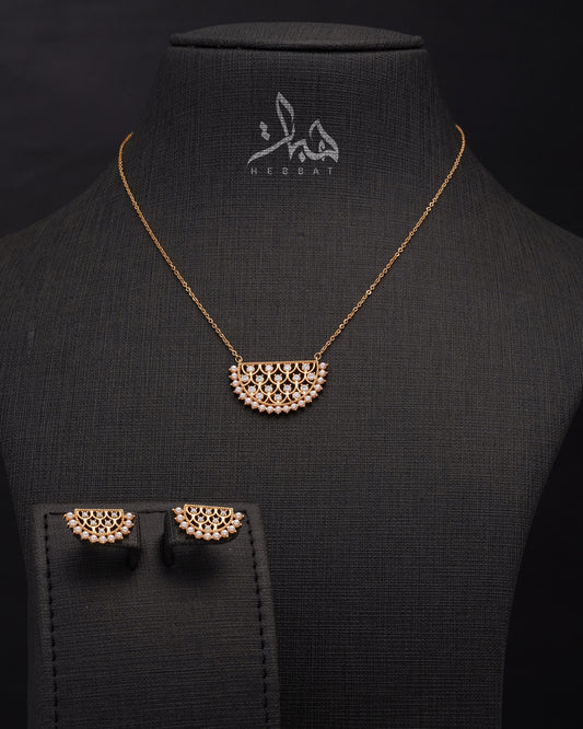 طقم بريشا ذهبي ذهبي أبيض 